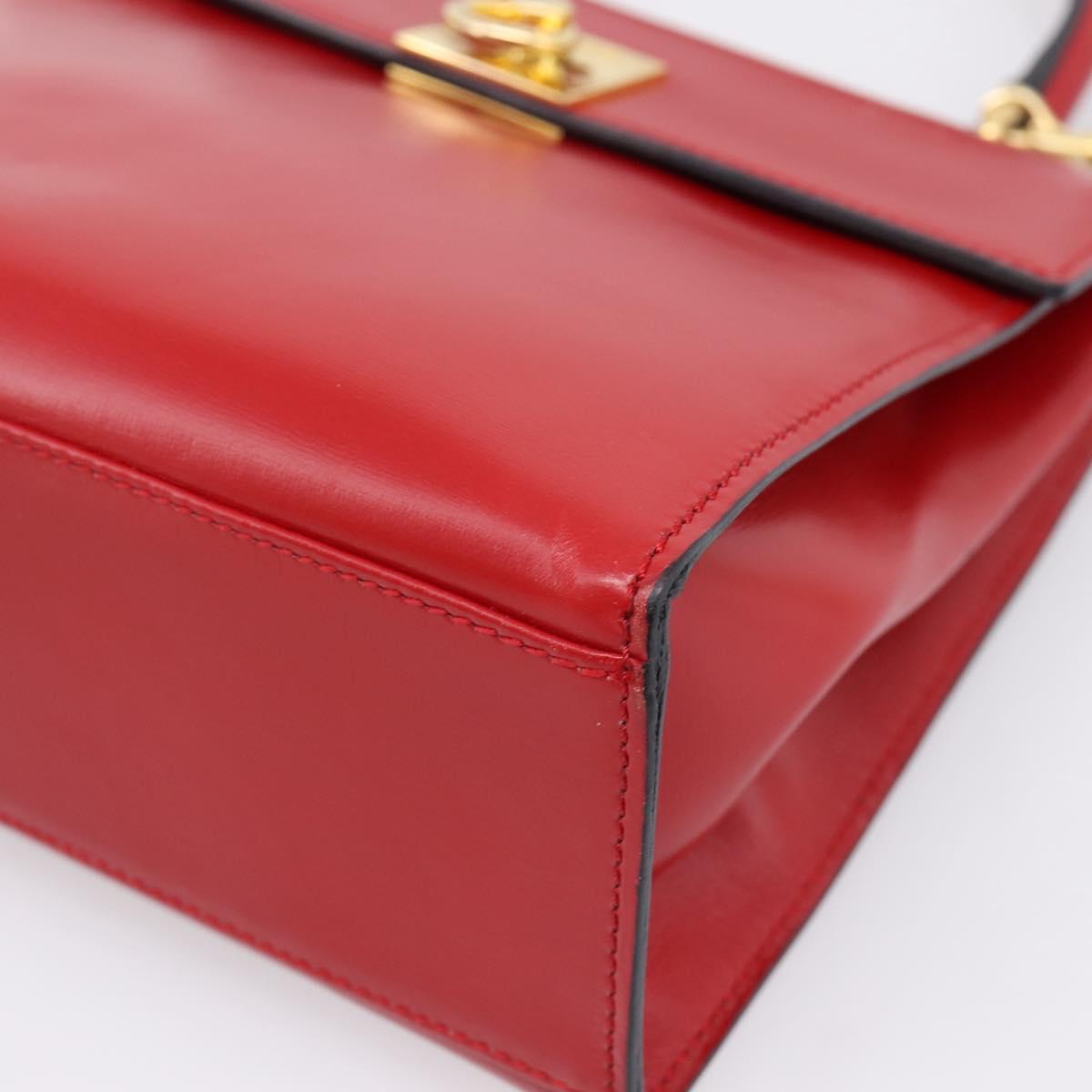 CELINE Hand Bag Leather 2way Red Gold Auth ep16885A