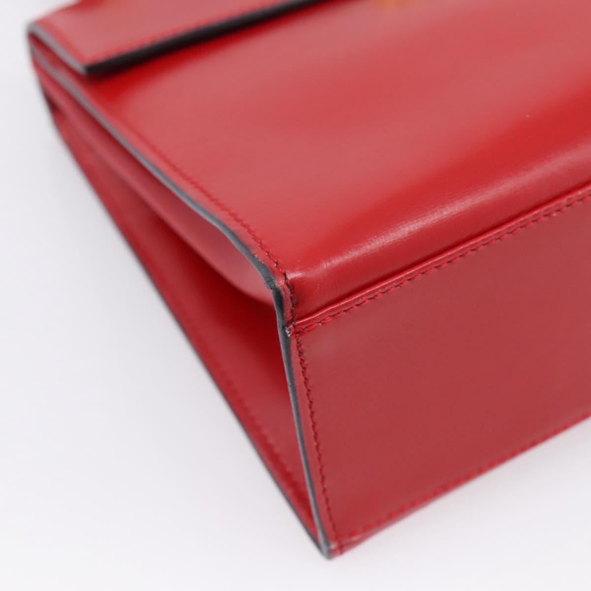 CELINE Hand Bag Leather 2way Red Gold Auth ep16885A