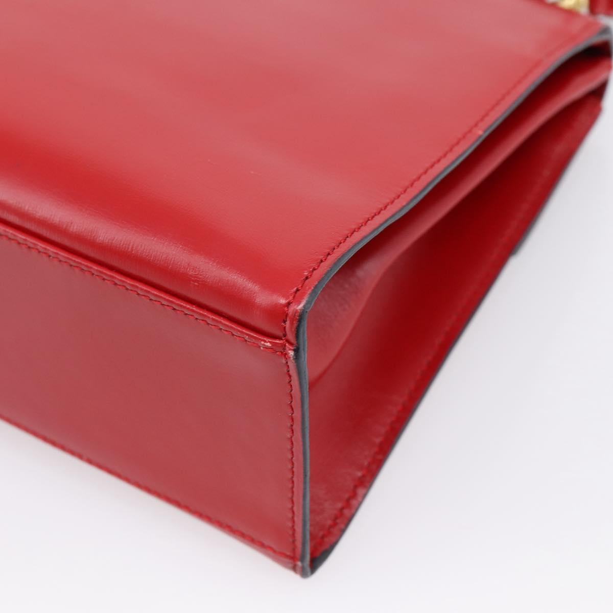 CELINE Hand Bag Leather 2way Red Gold Auth ep16885A