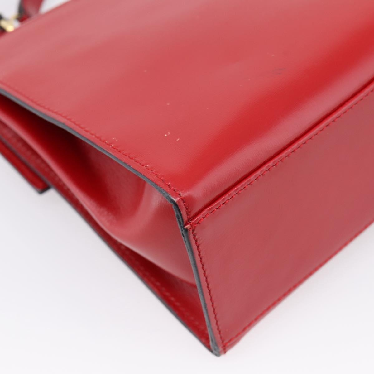 CELINE Hand Bag Leather 2way Red Gold Auth ep16885A