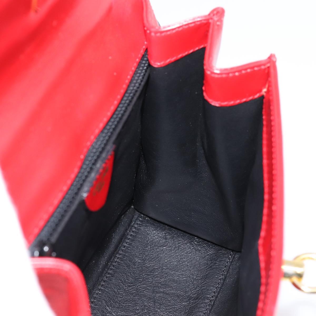 CELINE Hand Bag Leather 2way Red Gold Auth ep16885A