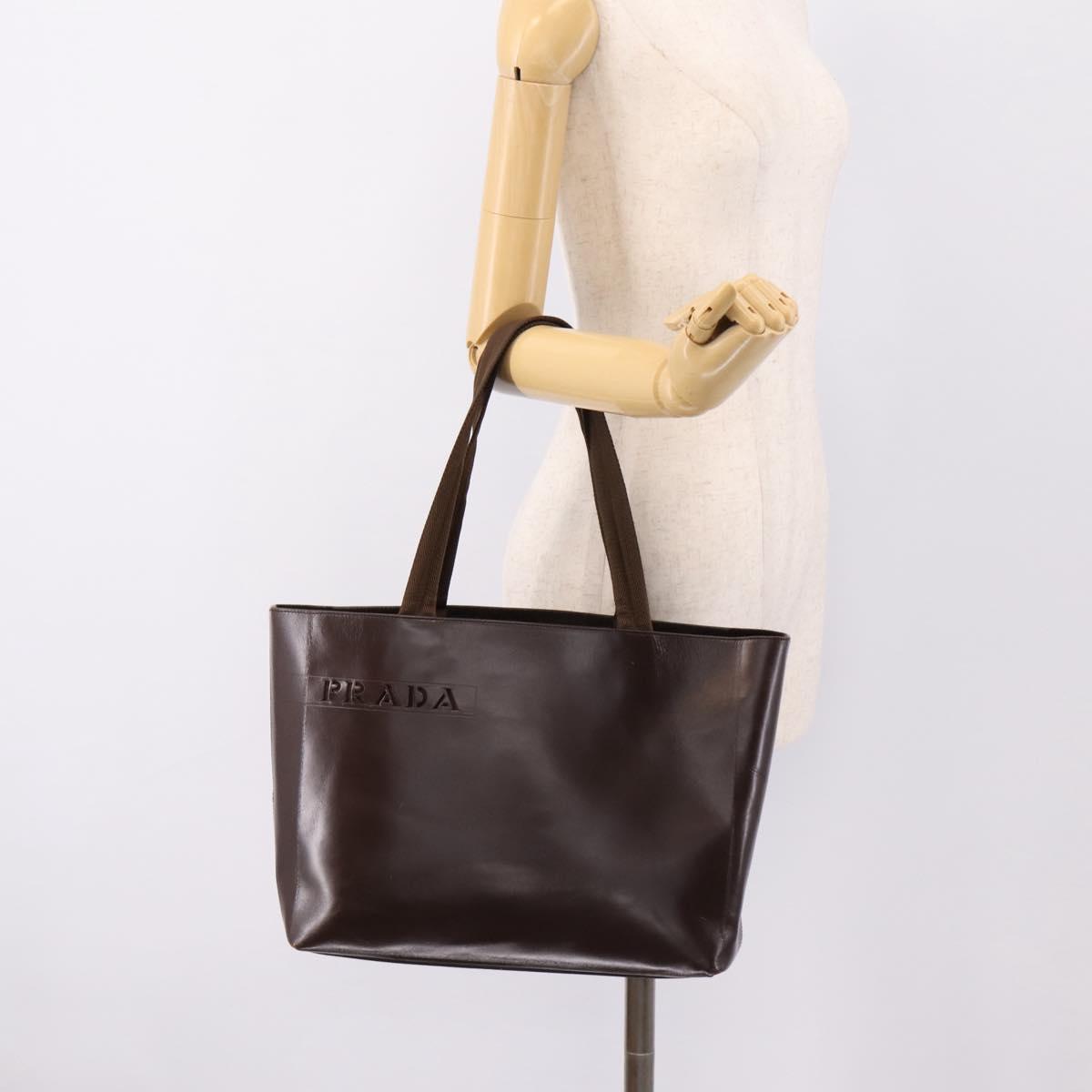 PRADA Tote Bag Leather Brown Auth ep16886