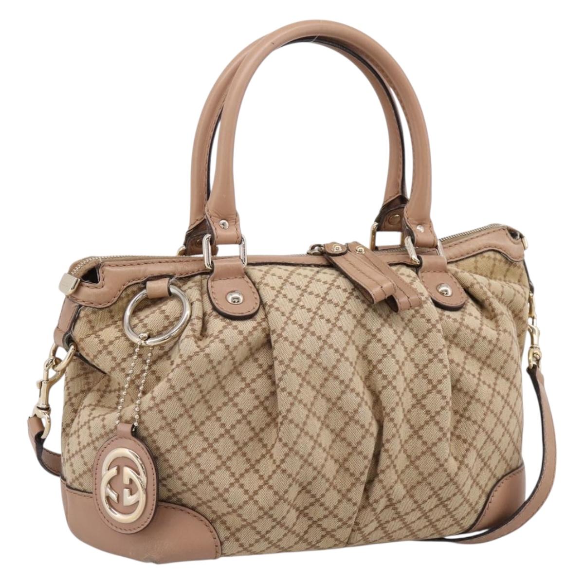 GUCCI GG Canvas Hand Bag 2way Beige Gold 247902 Auth ep16887