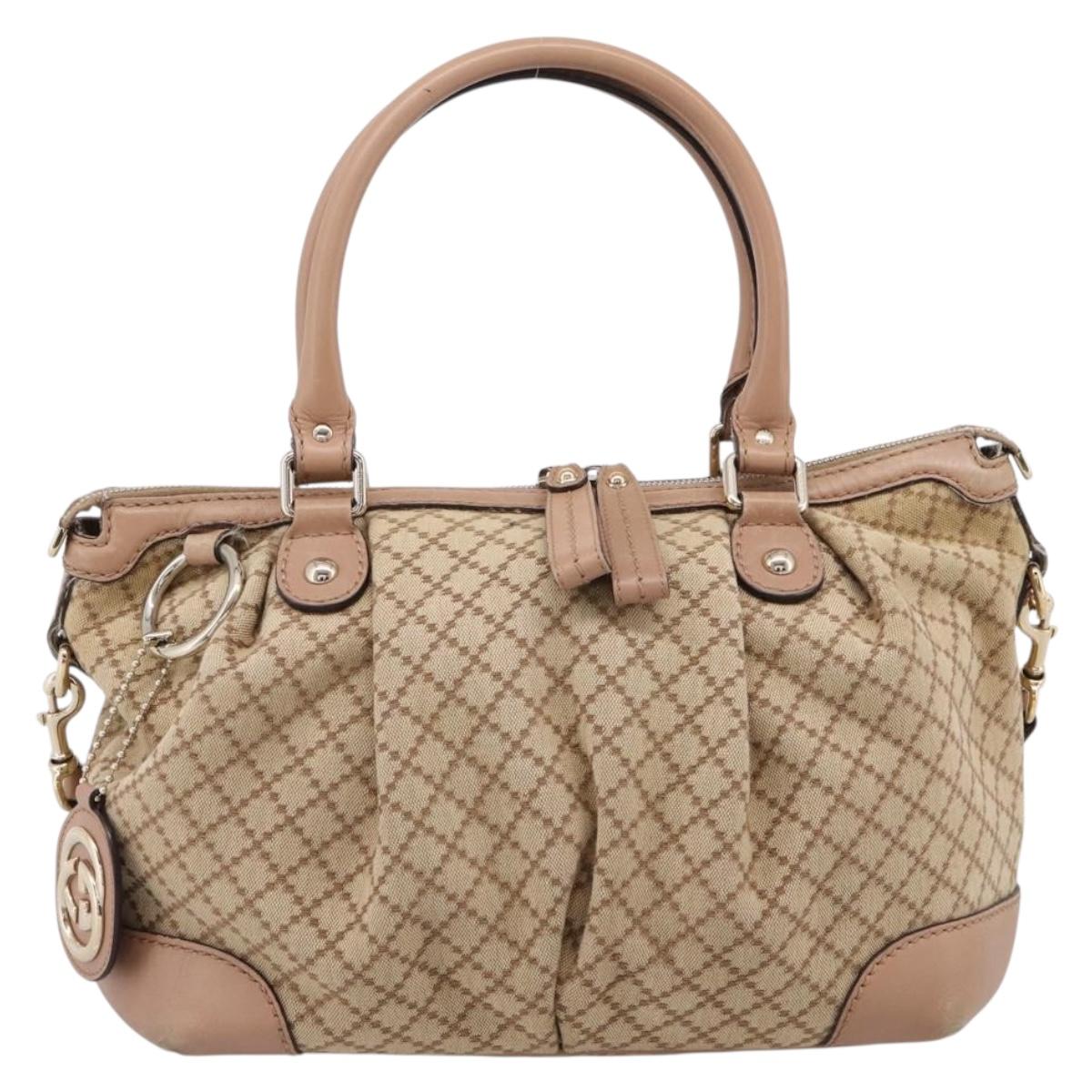 GUCCI GG Canvas Hand Bag 2way Beige Gold 247902 Auth ep16887