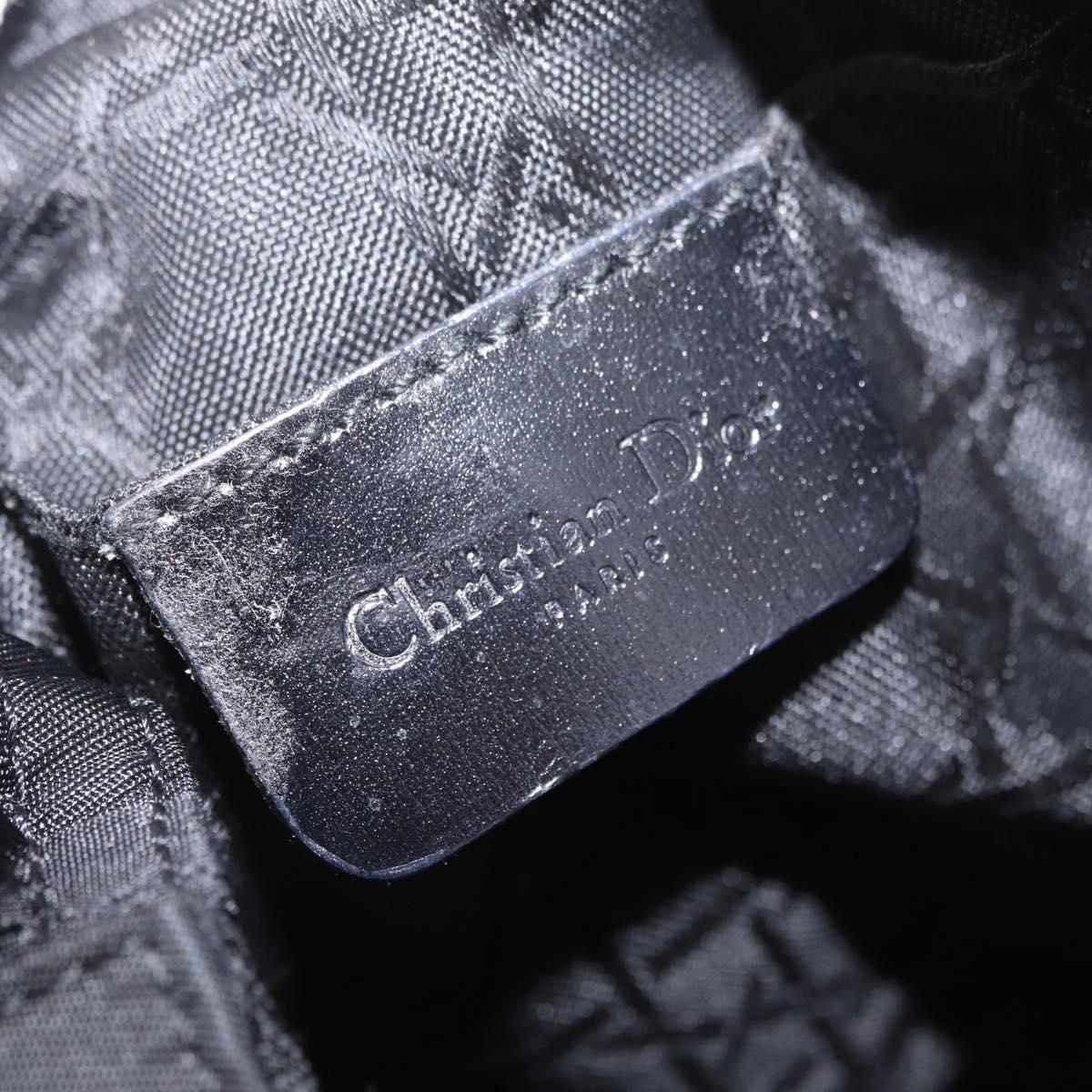 Christian Dior Maris Pearl Hand Bag Nylon Black Silver Auth ep16889