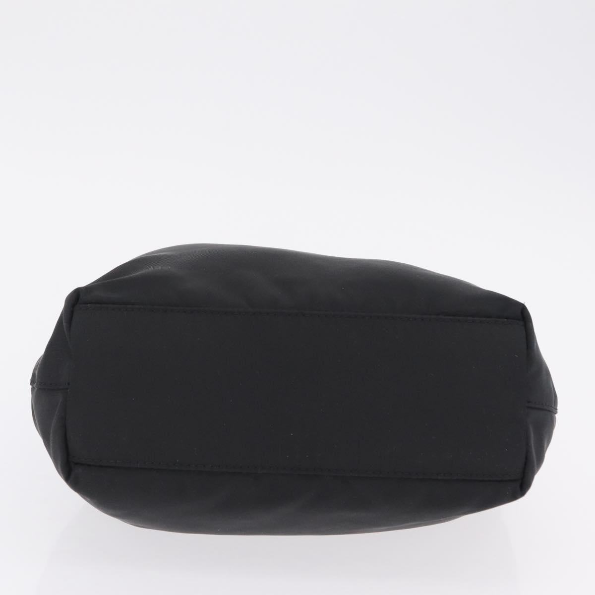 Christian Dior Maris Pearl Hand Bag Nylon Black Silver Auth ep16889