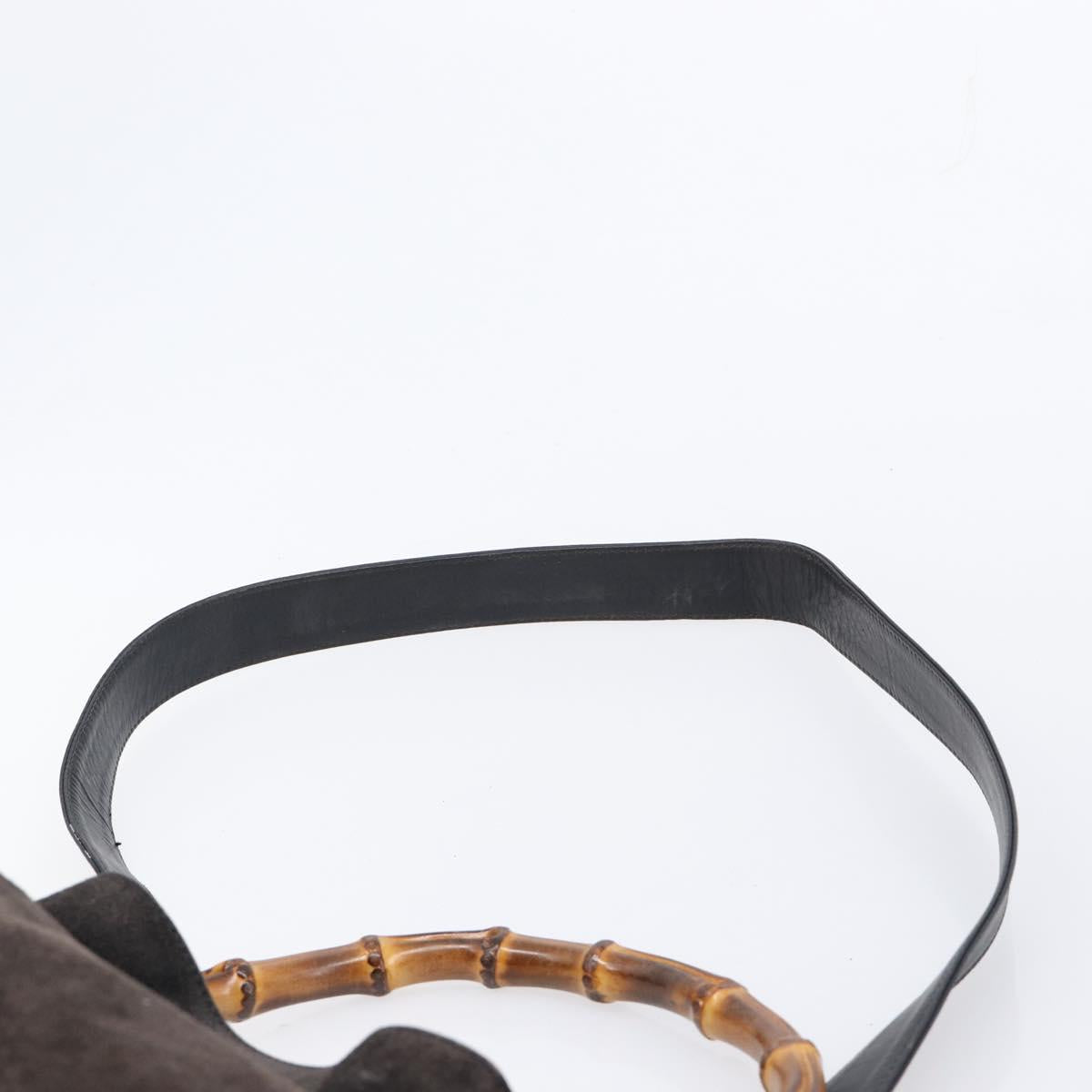 GUCCI Hand Bag Suede 2way Black Gold 001 1732 1638 Auth ep16913