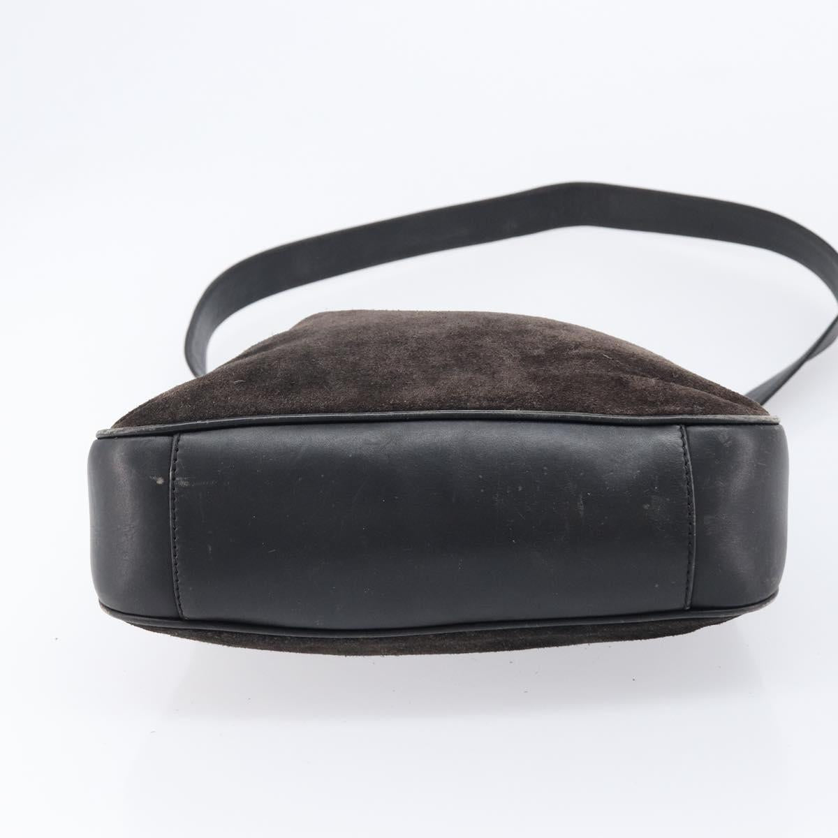 GUCCI Hand Bag Suede 2way Black Gold 001 1732 1638 Auth ep16913