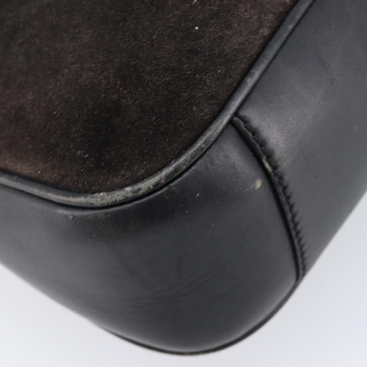 GUCCI Hand Bag Suede 2way Black Gold 001 1732 1638 Auth ep16913