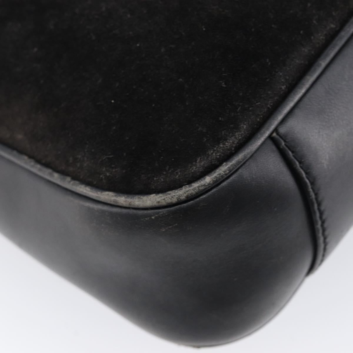 GUCCI Hand Bag Suede 2way Black Gold 001 1732 1638 Auth ep16913
