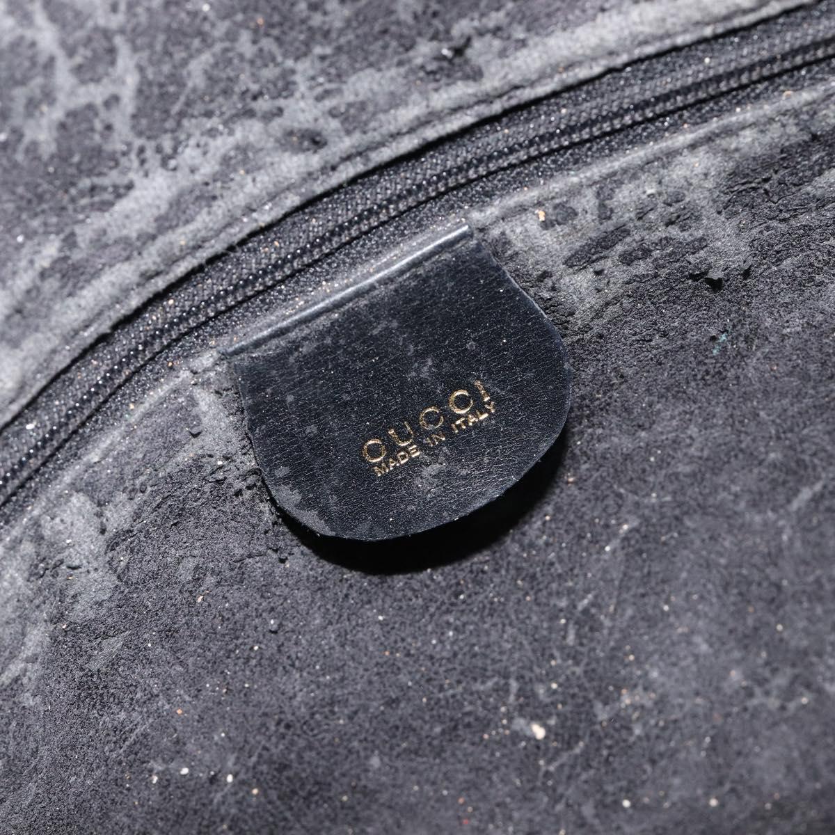 GUCCI Hand Bag Suede 2way Black Gold 001 1732 1638 Auth ep16913
