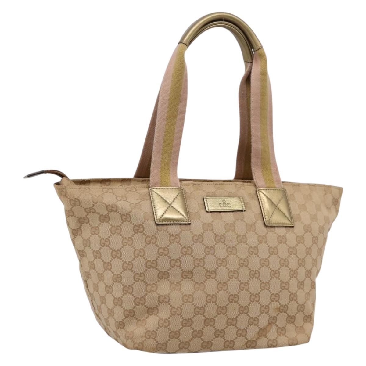 GUCCI GG Canvas Sherry Line Hand Bag Beige Gold 131230 Auth ep16915
