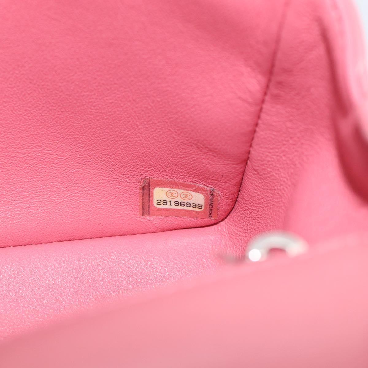 CHANEL Mini Matelasse 20 Chain Bag Lamb Skin Pink Silver CC Auth ep16927SAM