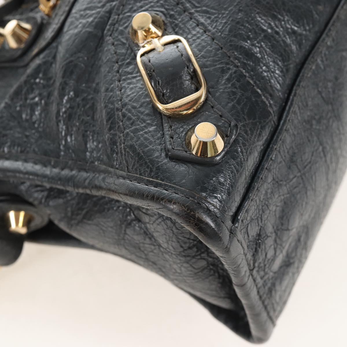 Balenciaga Classic Mini City Hand Bag Leather Gold Gray 300295 Auth ep16932M