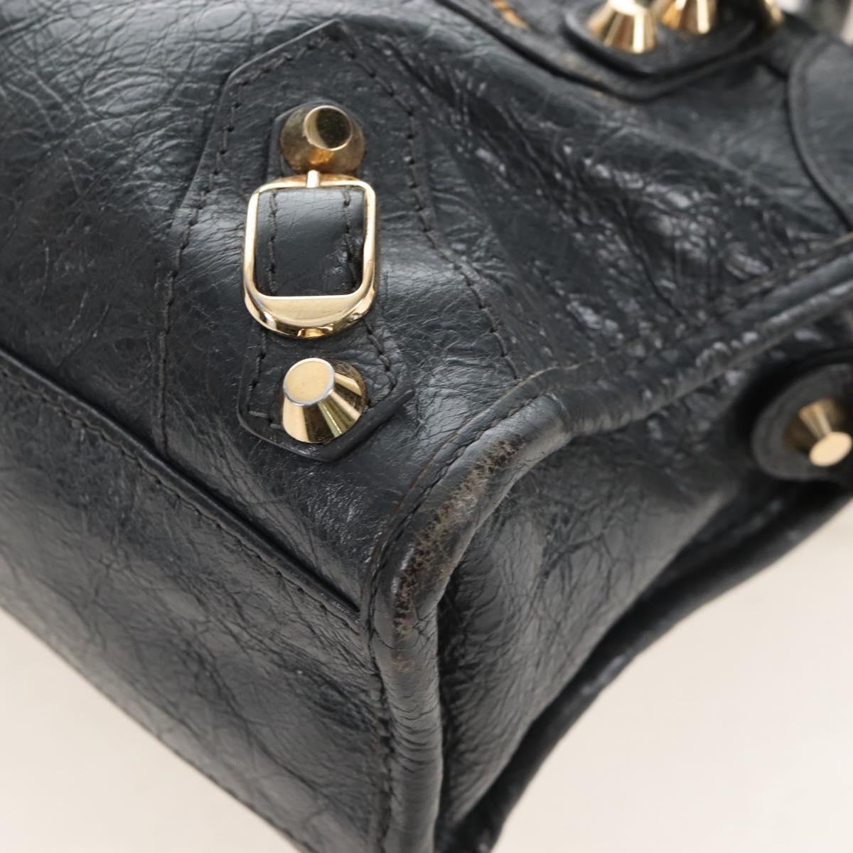 Balenciaga Classic Mini City Hand Bag Leather Gold Gray 300295 Auth ep16932M