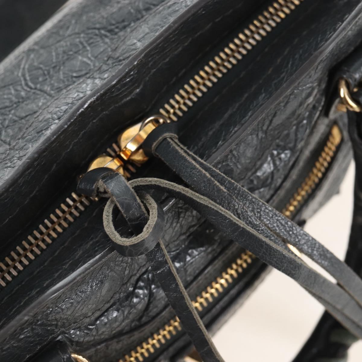 Balenciaga Classic Mini City Hand Bag Leather Gold Gray 300295 Auth ep16932M