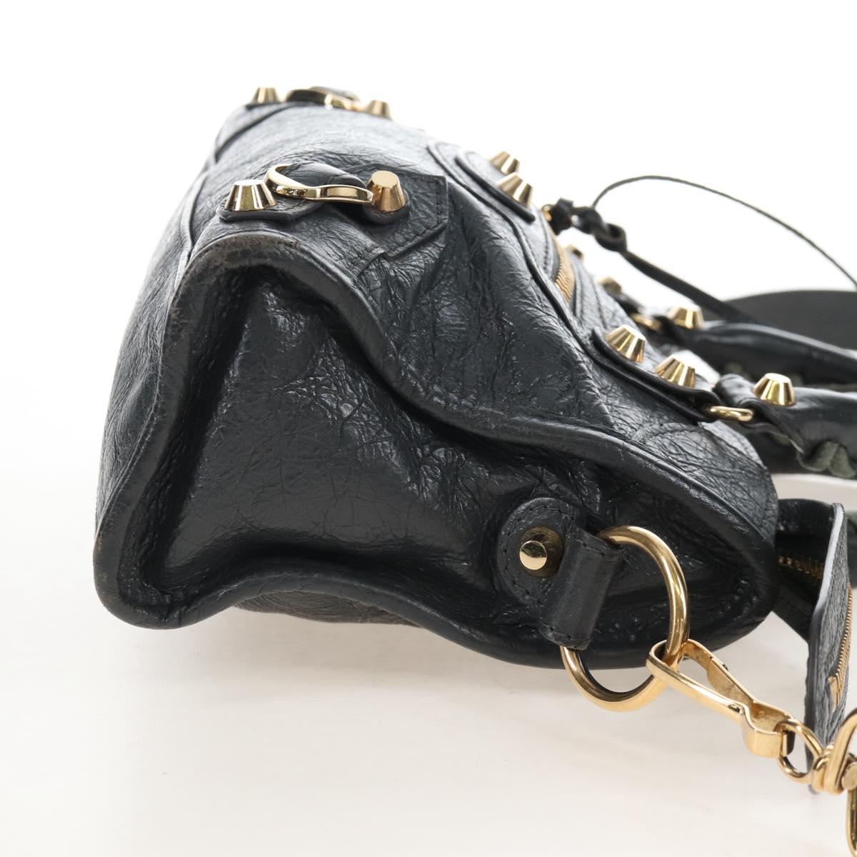 Balenciaga Classic Mini City Hand Bag Leather Gold Gray 300295 Auth ep16932M