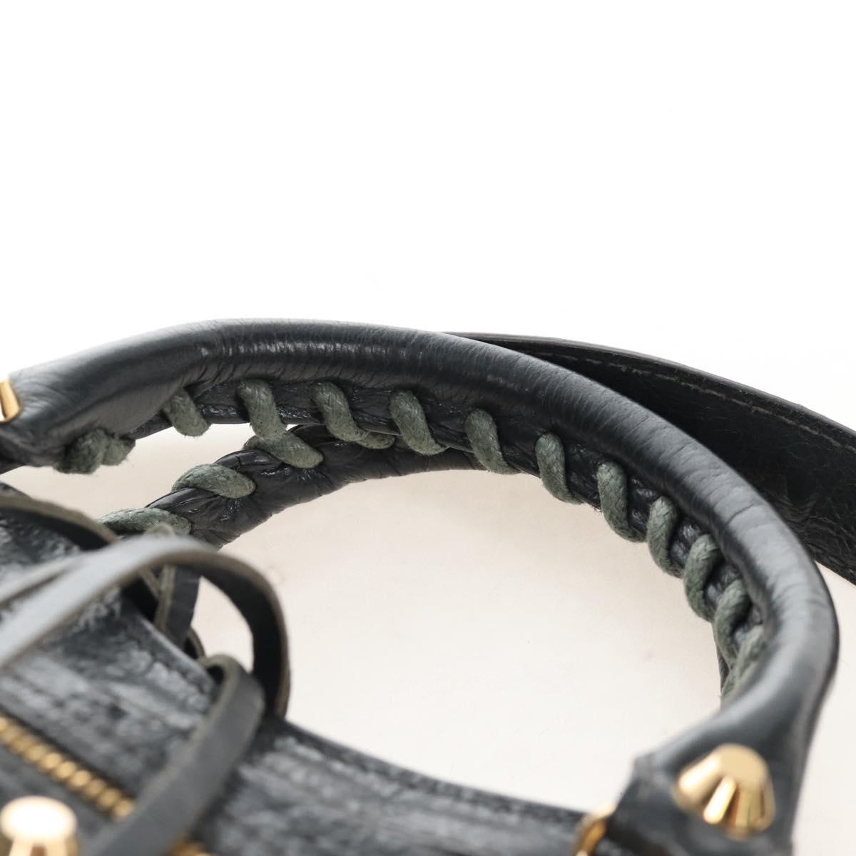 Balenciaga Classic Mini City Hand Bag Leather Gold Gray 300295 Auth ep16932M