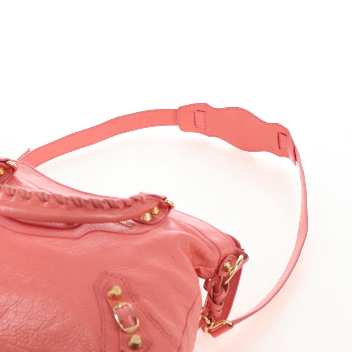 Balenciaga The Giant Town Hand Bag Leather 2way Pink Gold 285434 Auth ep16933M