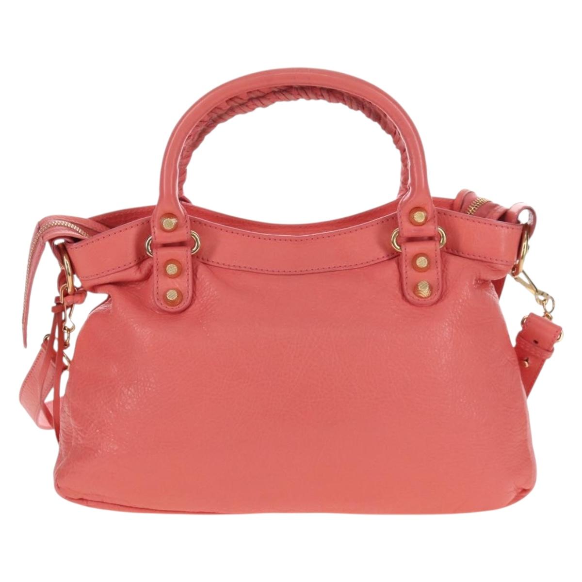 Balenciaga The Giant Town Hand Bag Leather 2way Pink Gold 285434 Auth ep16933M