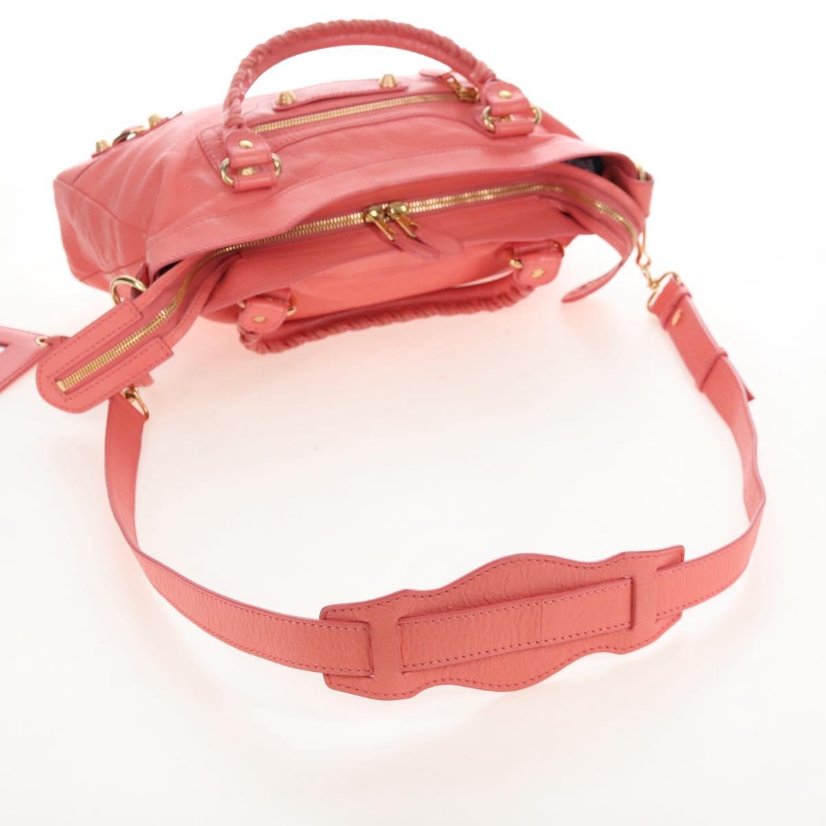 Balenciaga The Giant Town Hand Bag Leather 2way Pink Gold 285434 Auth ep16933M