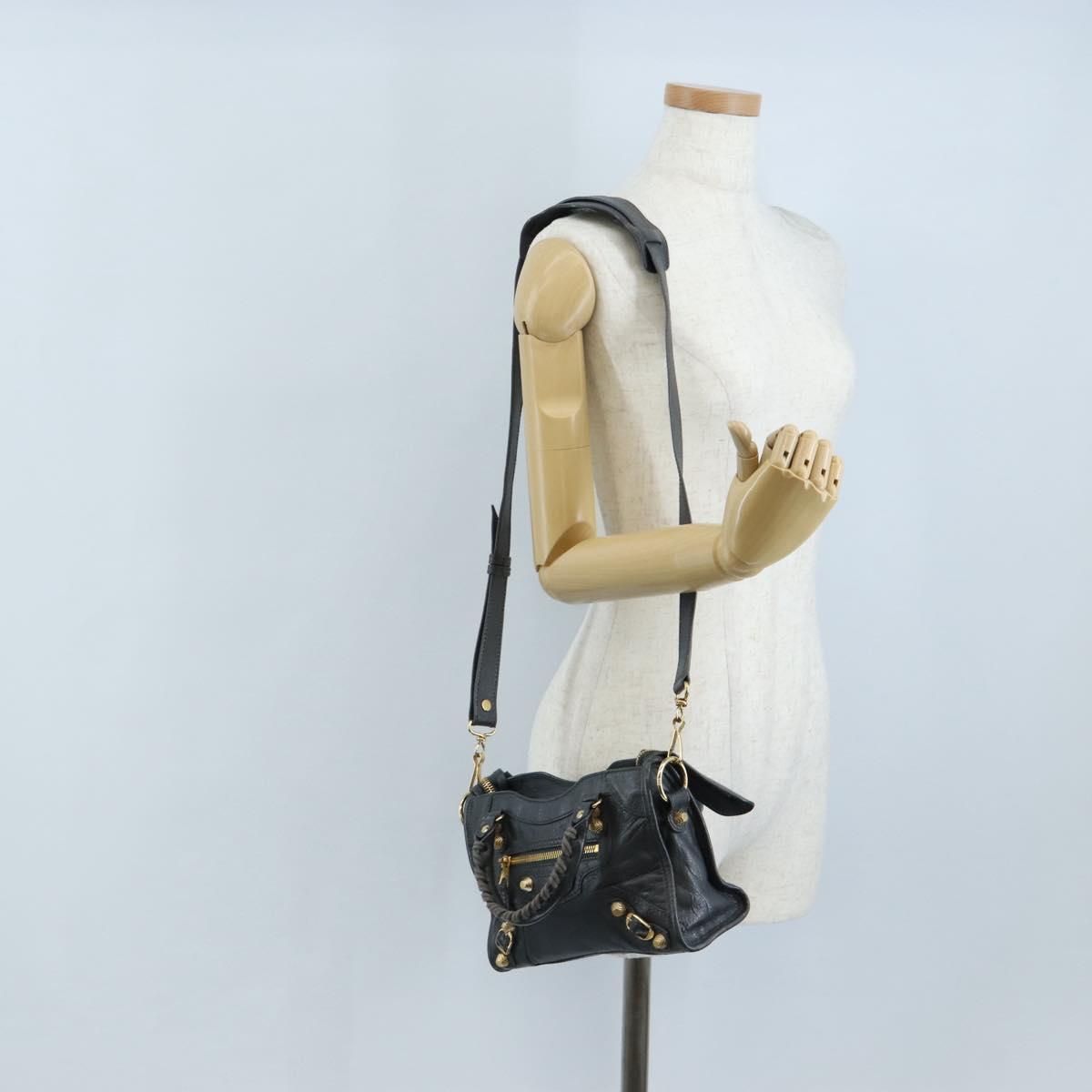 Balenciaga Giant Mini City Hand Bag Leather 2way Gold Gray 309544 Auth ep16934M