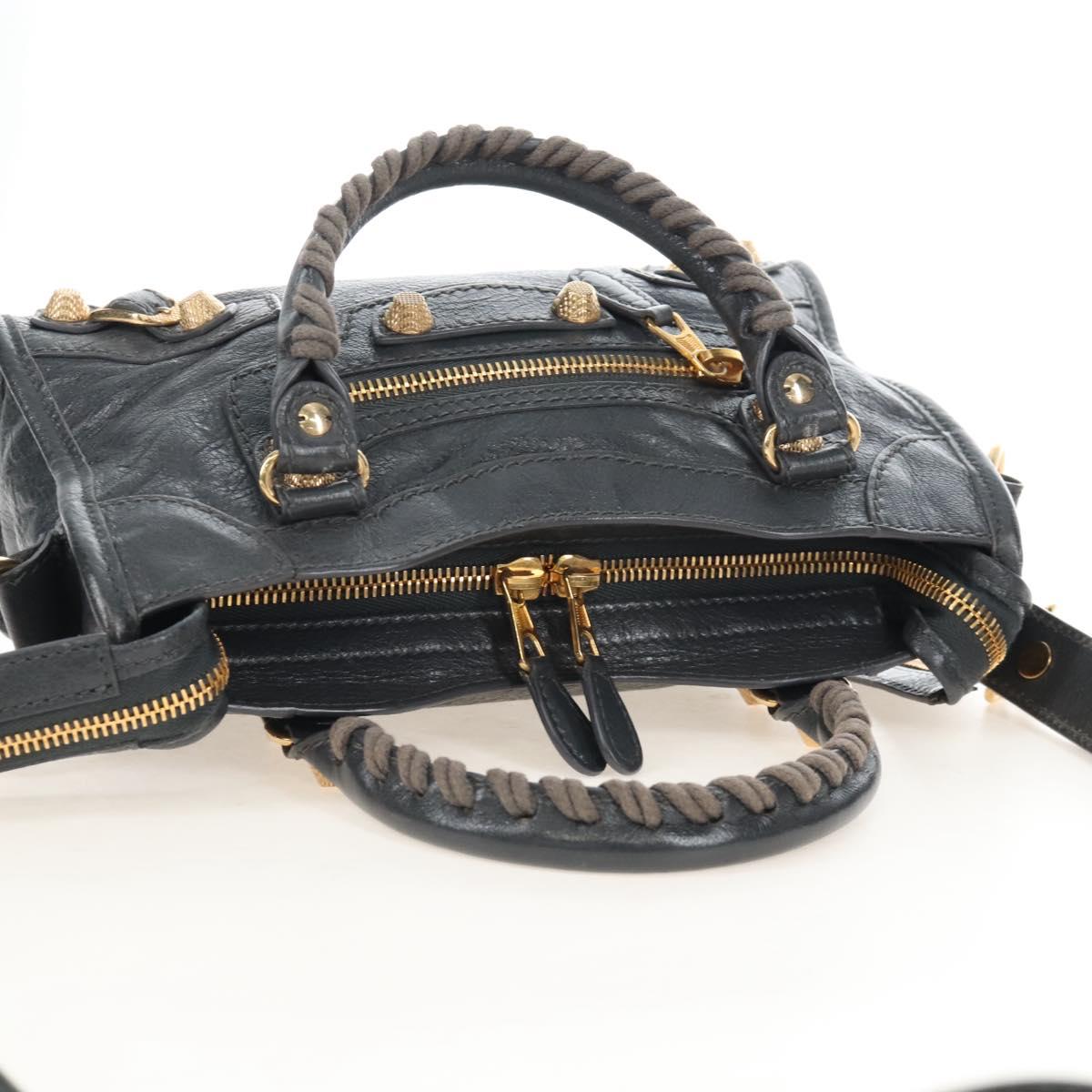 Balenciaga Giant Mini City Hand Bag Leather 2way Gold Gray 309544 Auth ep16934M