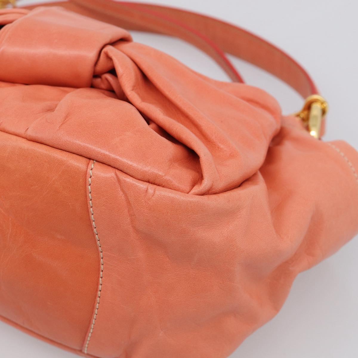 PRADA Hand Bag Leather 2way Pink Gold Tone Auth ep16936V