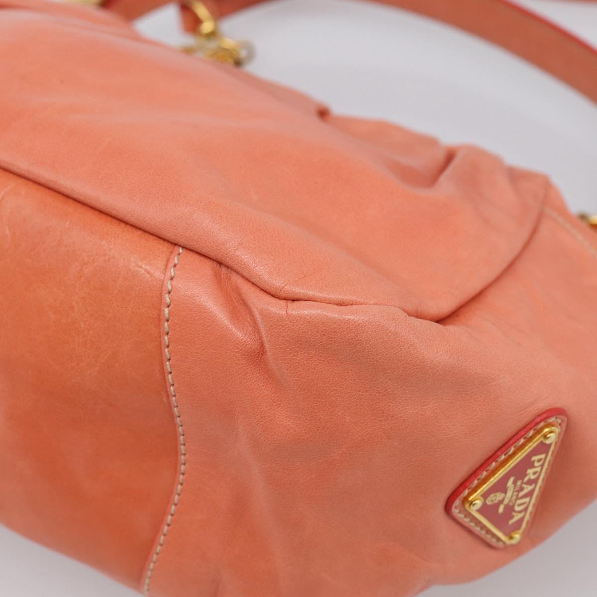 PRADA Hand Bag Leather 2way Pink Gold Tone Auth ep16936V