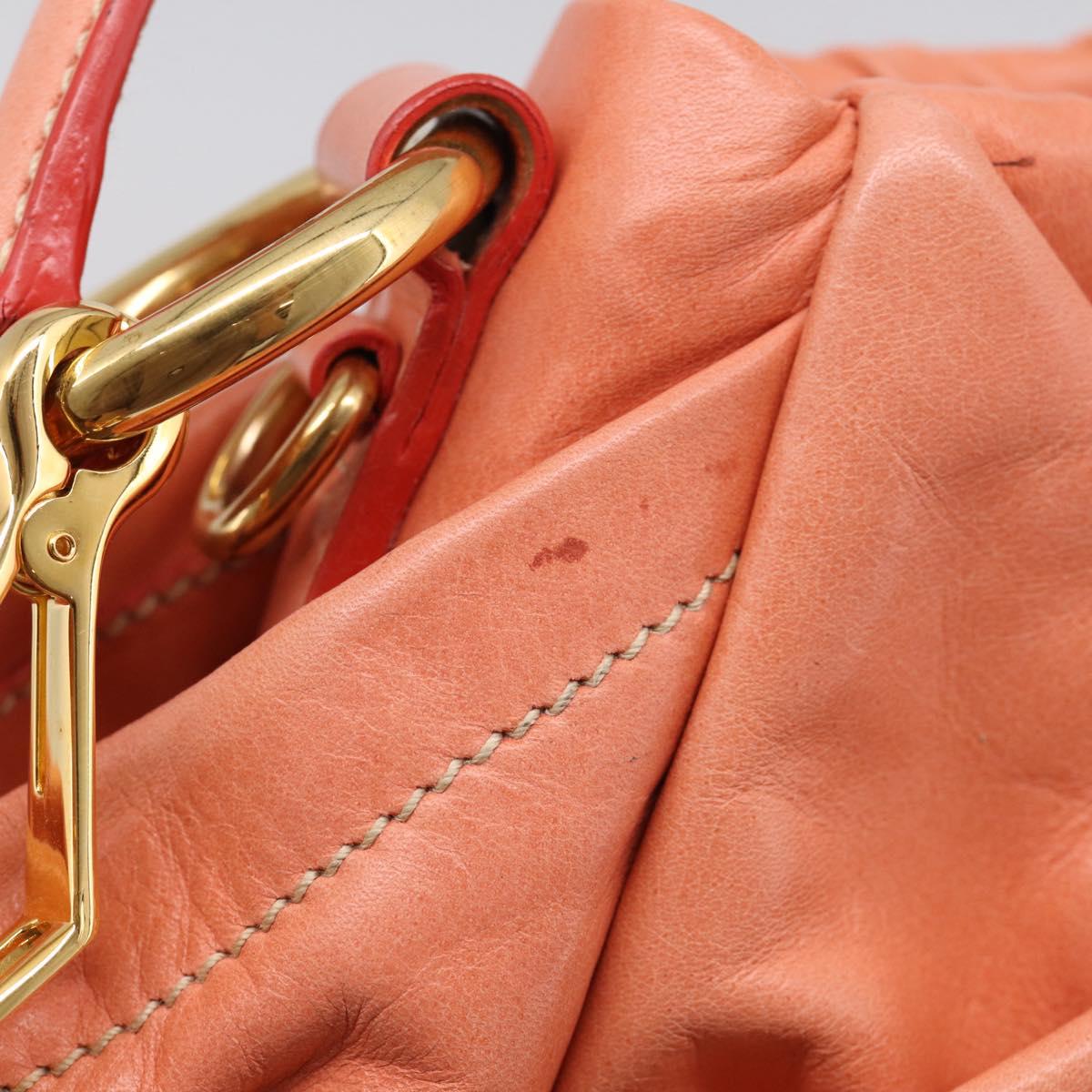 PRADA Hand Bag Leather 2way Pink Gold Tone Auth ep16936V