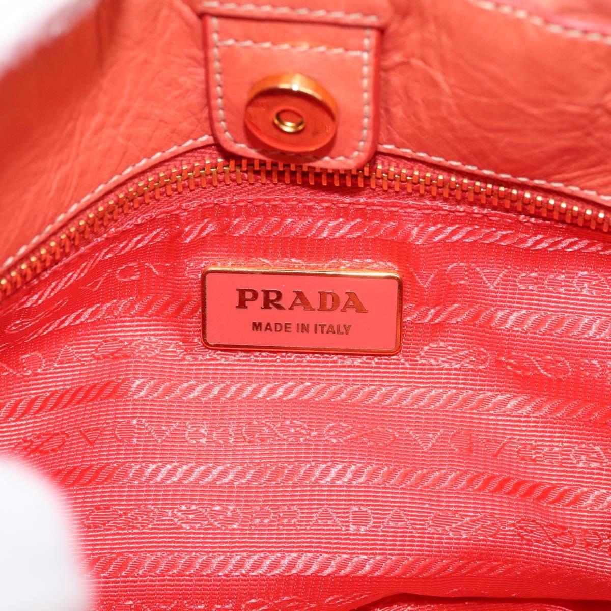 PRADA Hand Bag Leather 2way Pink Gold Tone Auth ep16936V