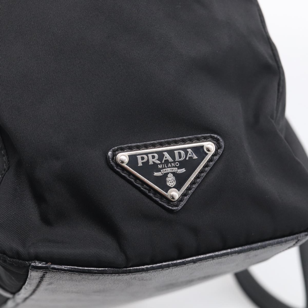 PRADA Hand Bag Nylon Black Silver Auth ep16937V