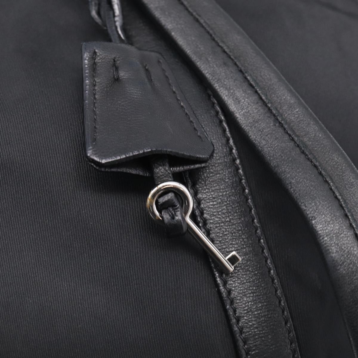 PRADA Hand Bag Nylon Black Silver Auth ep16937V