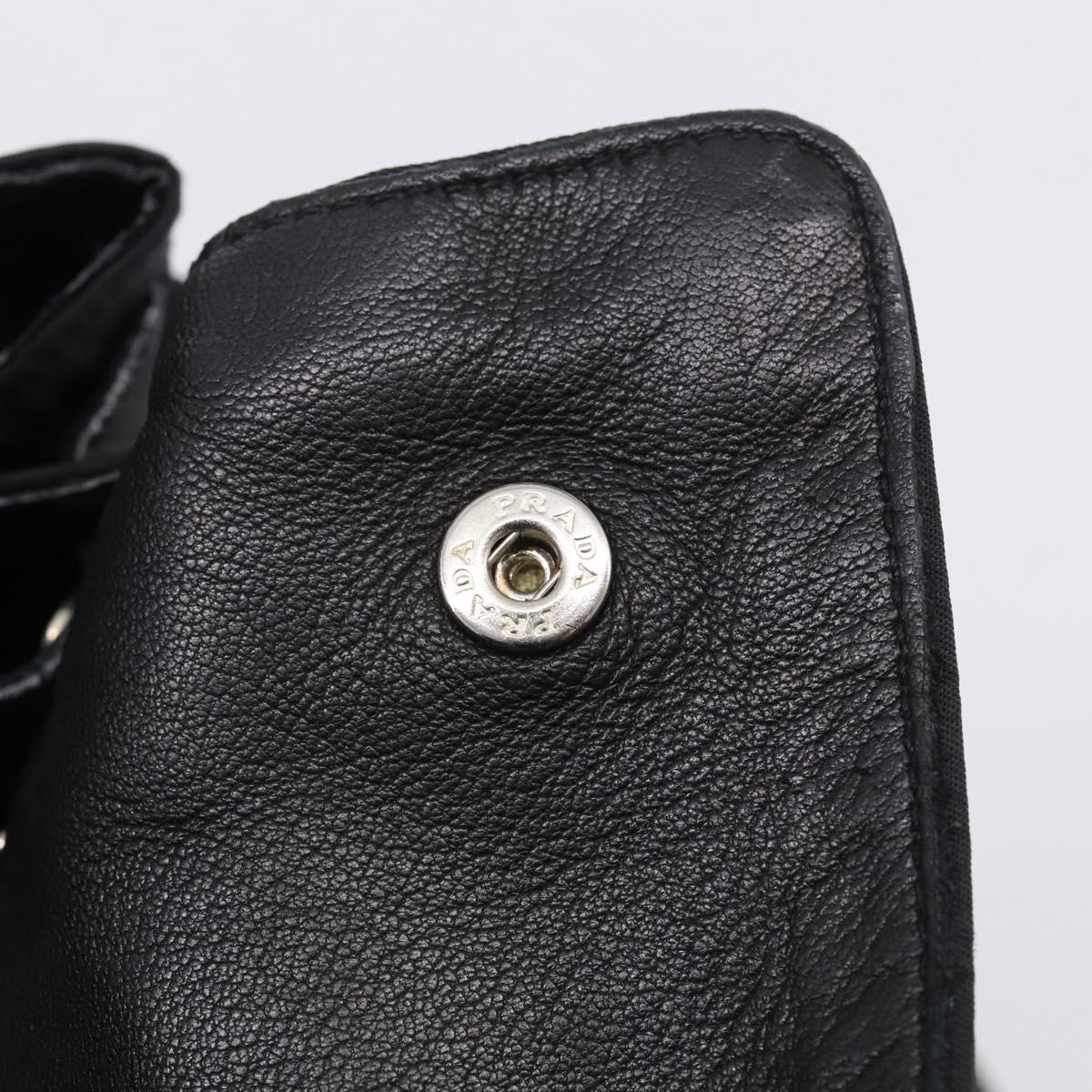 PRADA Hand Bag Nylon Black Silver Auth ep16937V