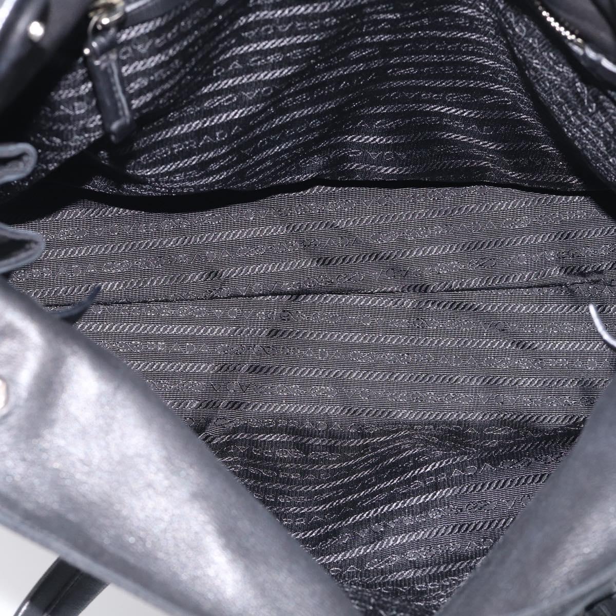 PRADA Hand Bag Nylon Black Silver Auth ep16937V