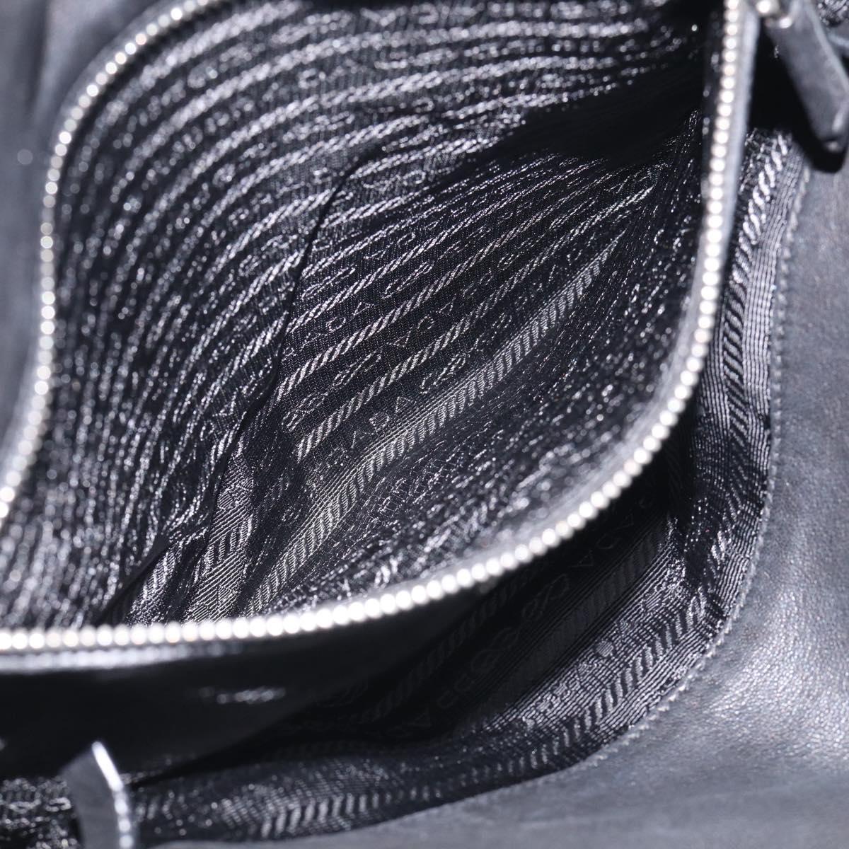 PRADA Hand Bag Nylon Black Silver Auth ep16937V