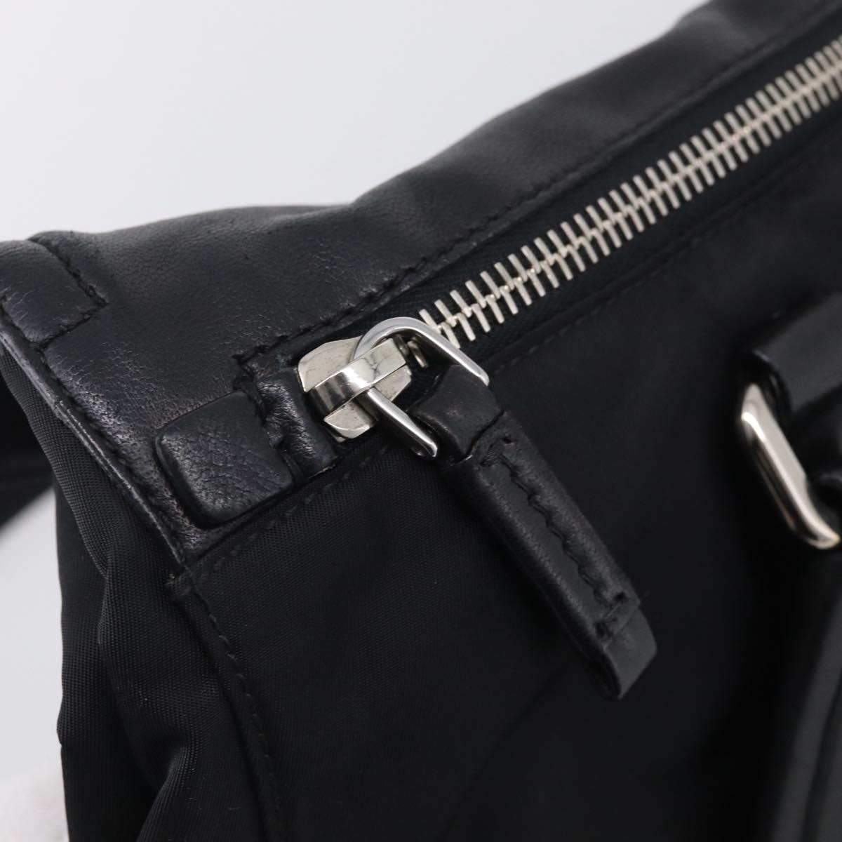 PRADA Hand Bag Nylon Black Silver Auth ep16937V