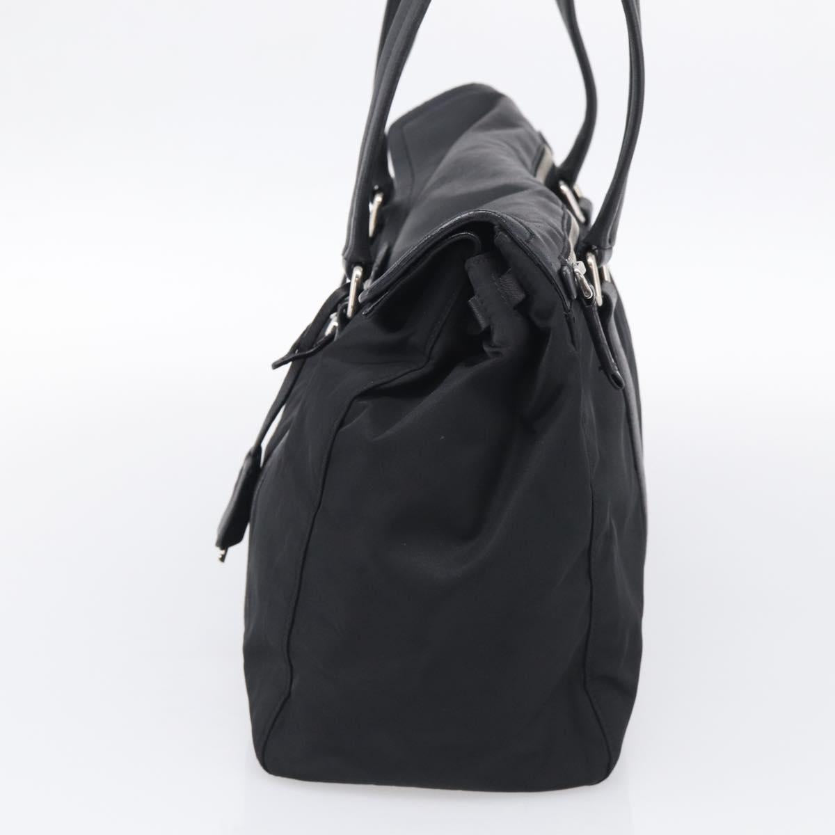 PRADA Hand Bag Nylon Black Silver Auth ep16937V