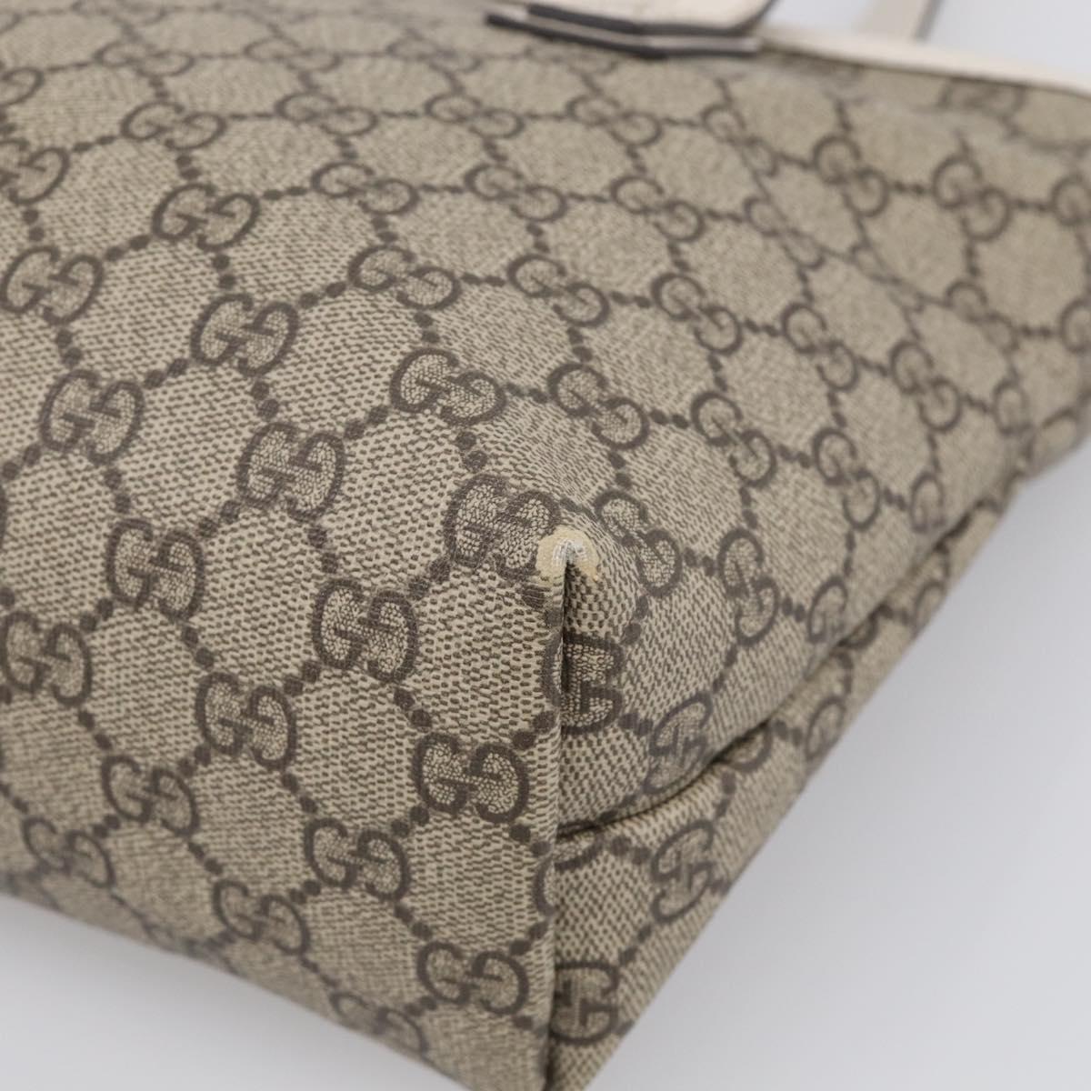 GUCCI GG Supreme Tote Bag PVC Beige Silver 211138 Auth ep16943