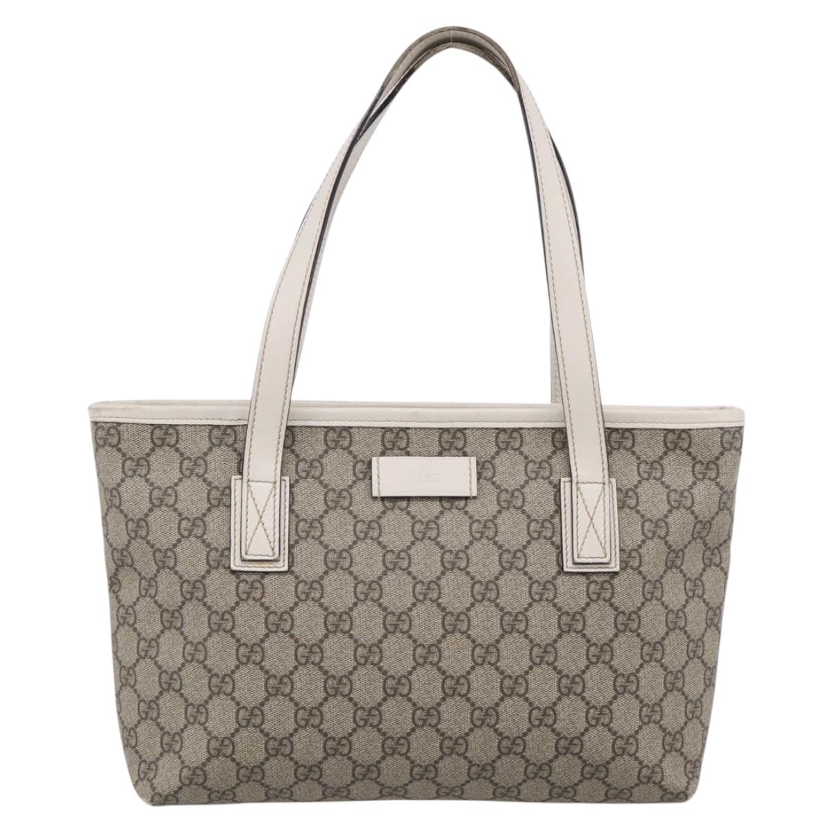 GUCCI GG Supreme Tote Bag PVC Beige Silver 211138 Auth ep16943