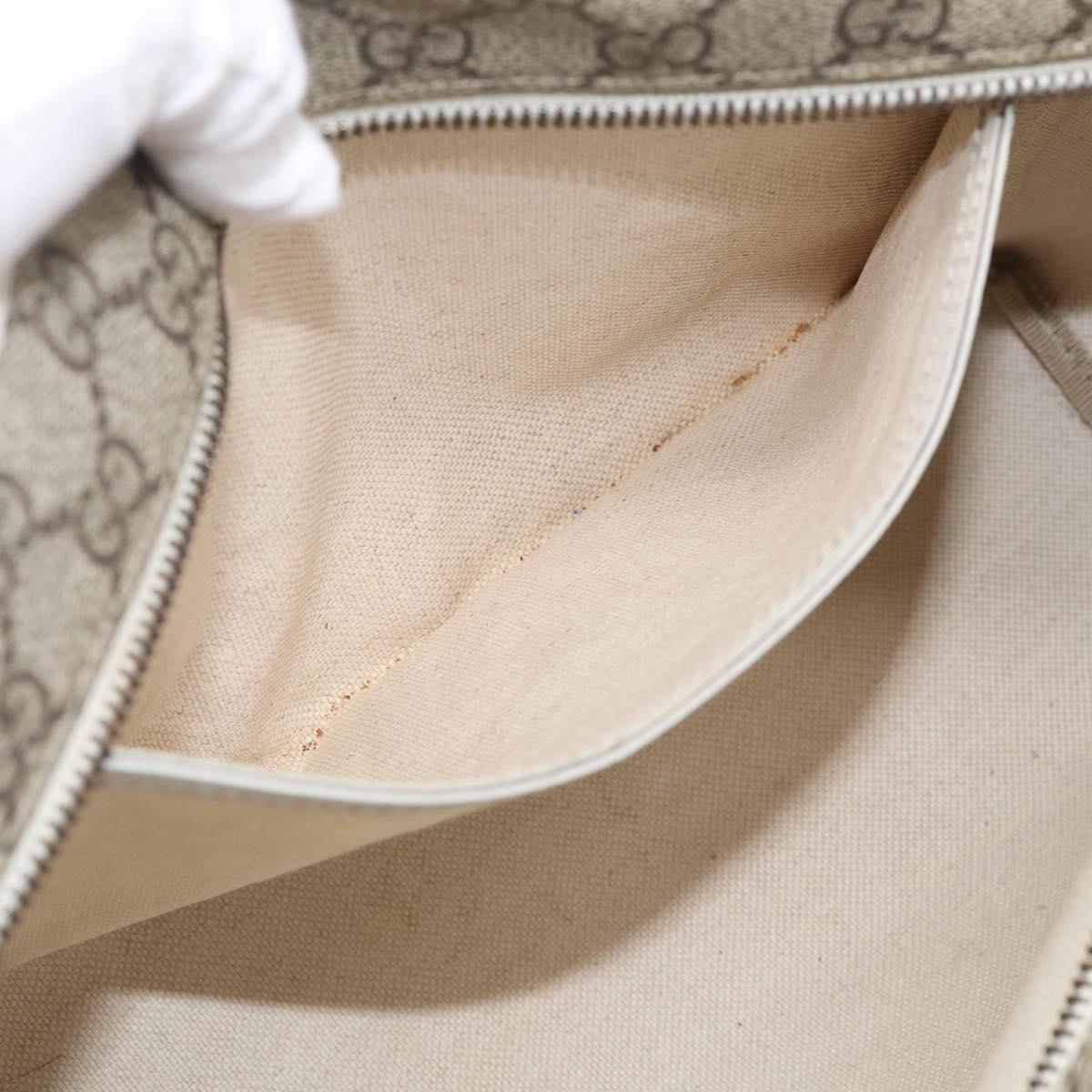 GUCCI GG Supreme Tote Bag PVC Beige Silver 211138 Auth ep16943