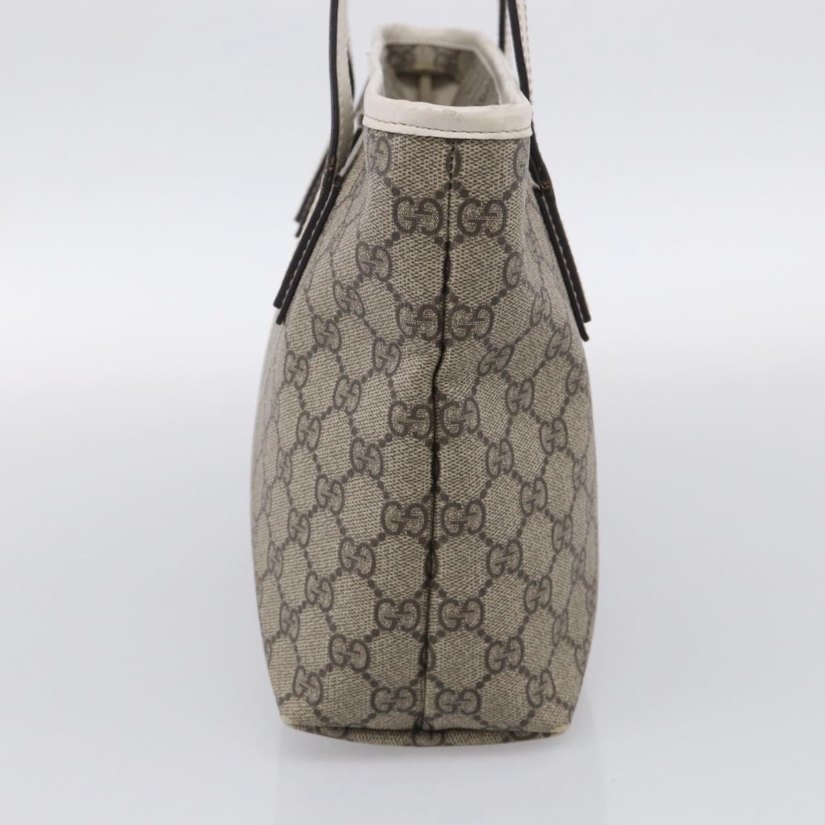 GUCCI GG Supreme Tote Bag PVC Beige Silver 211138 Auth ep16943