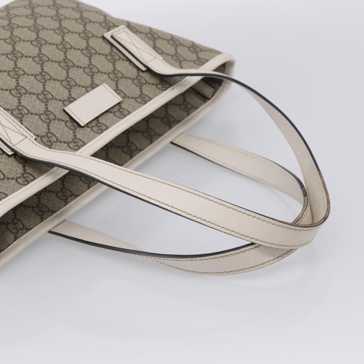 GUCCI GG Supreme Tote Bag PVC Beige Silver 211138 Auth ep16943