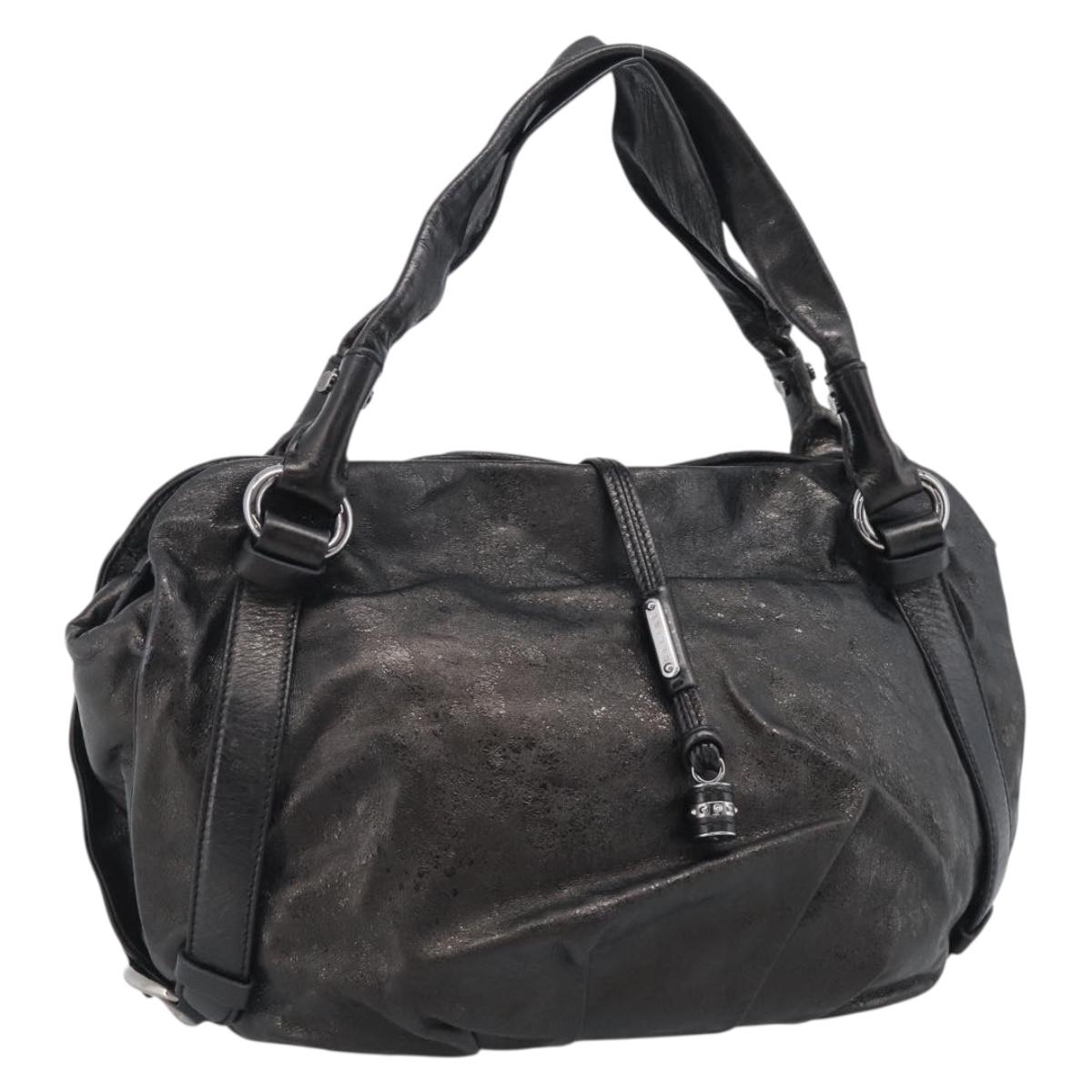 CELINE Bitter Sweet Hand Bag Leather Black Silver Auth ep16944A
