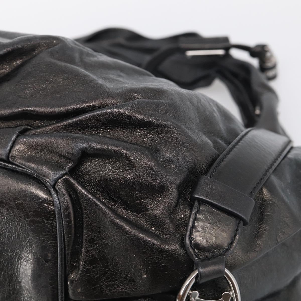 CELINE Bitter Sweet Hand Bag Leather Black Silver Auth ep16944A