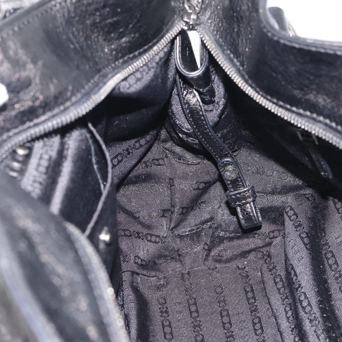 CELINE Bitter Sweet Hand Bag Leather Black Silver Auth ep16944A