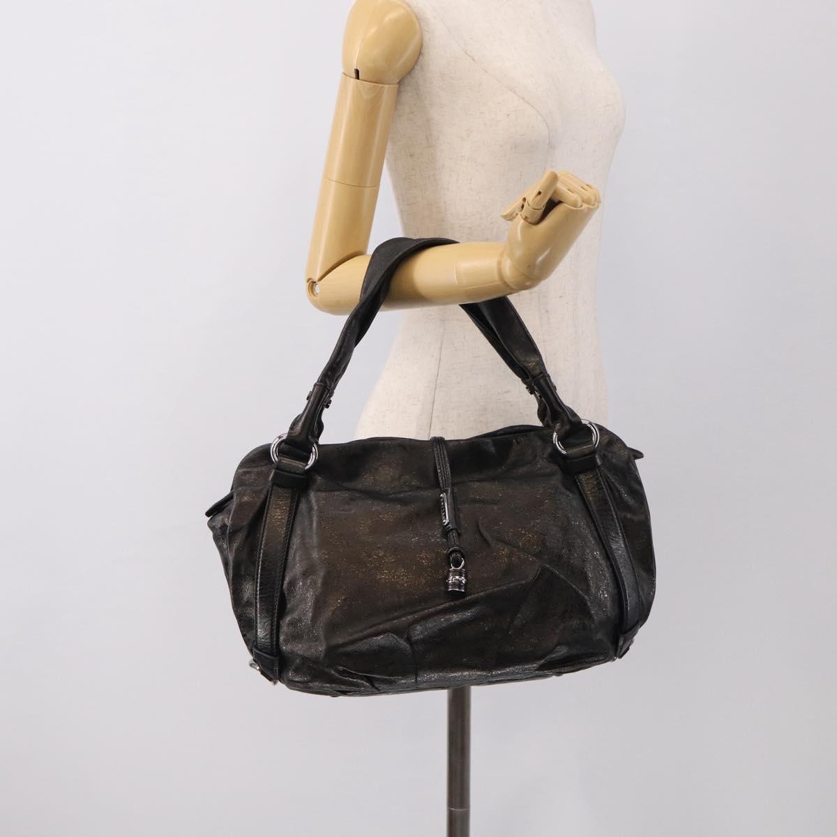 CELINE Bitter Sweet Hand Bag Leather Black Silver Auth ep16944A