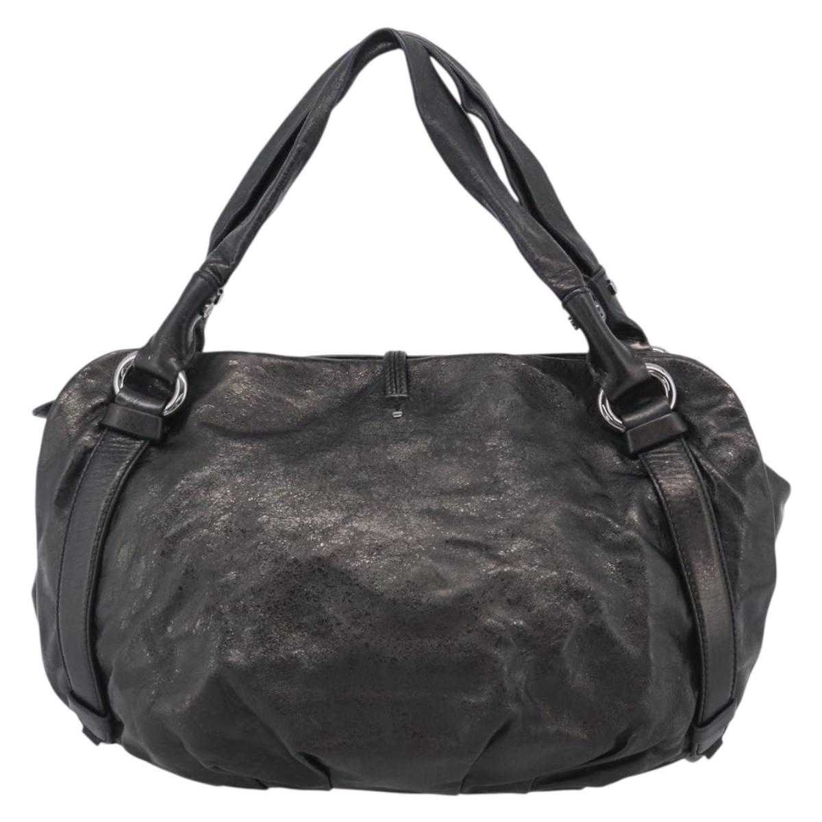 CELINE Bitter Sweet Hand Bag Leather Black Silver Auth ep16944A