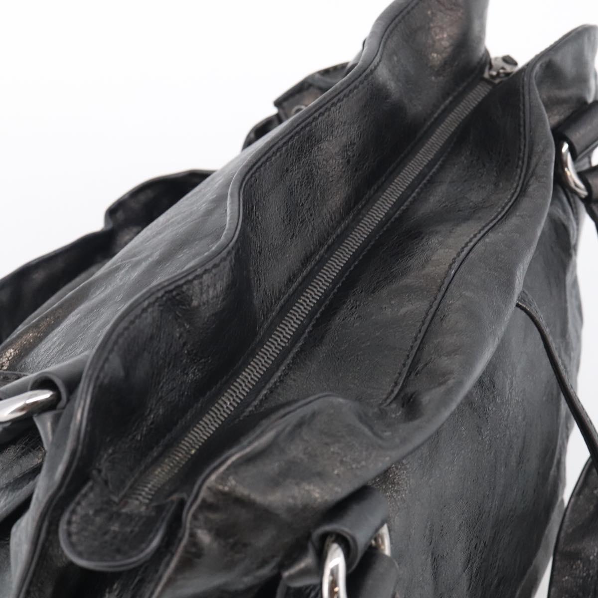 CELINE Bitter Sweet Hand Bag Leather Black Silver Auth ep16944A
