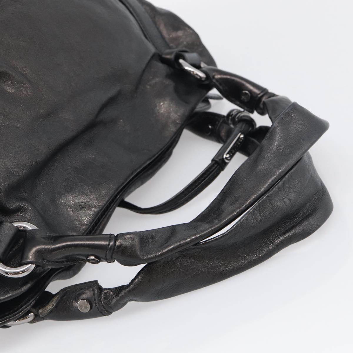 CELINE Bitter Sweet Hand Bag Leather Black Silver Auth ep16944A